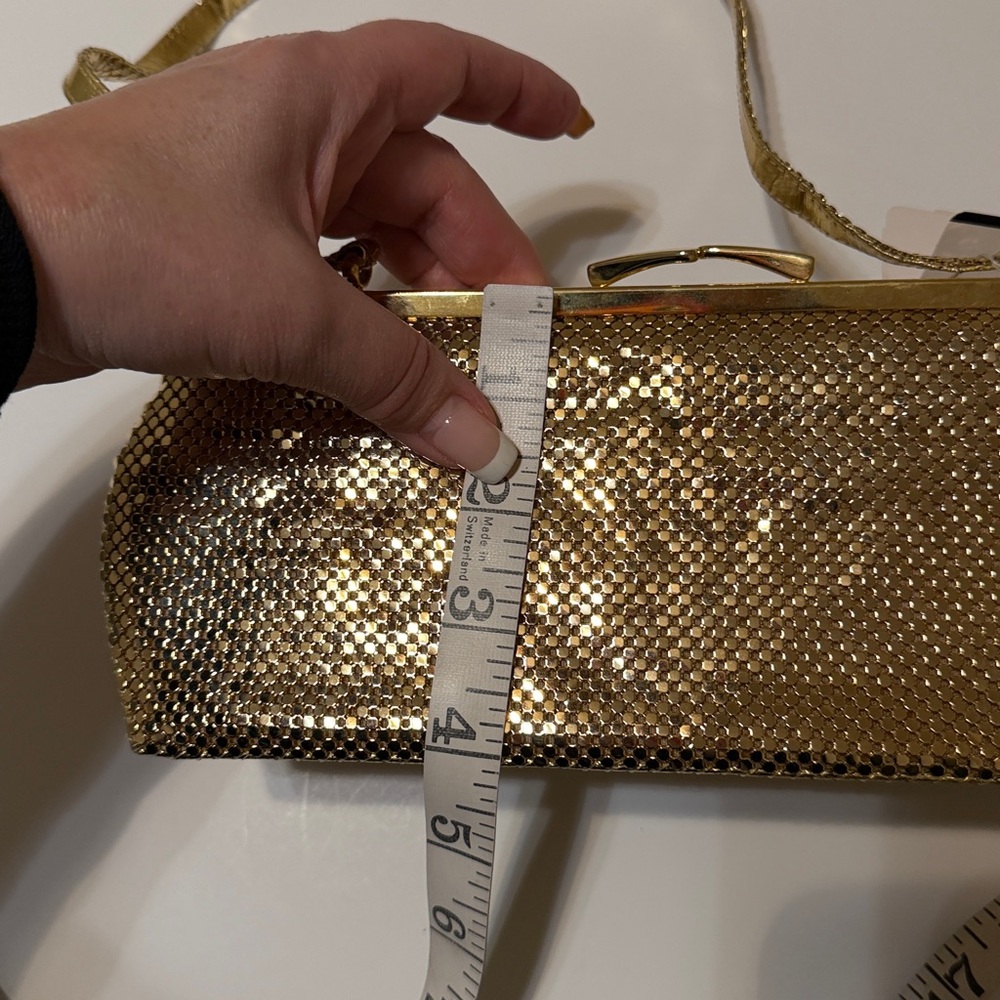 Whiting & Davis vintage gold metalic mesh baguette bag, NWT (deadstock) - Picture 16 of 17